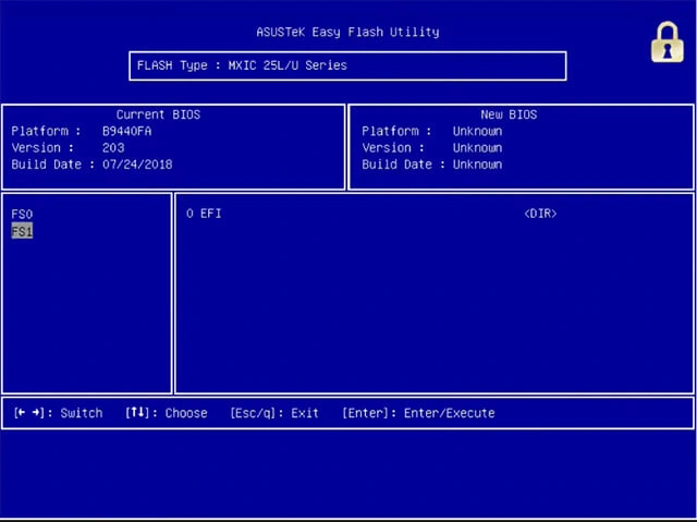 انتخاب fs برای آپدیت Bios